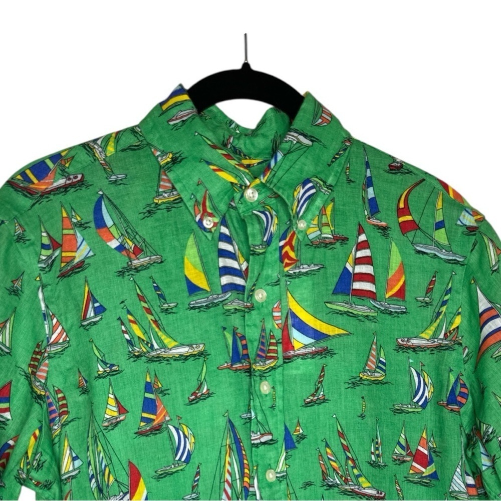 Ralph Lauren Green Linen Sailboat Shirt NWT Small - Picture 3 of 11
